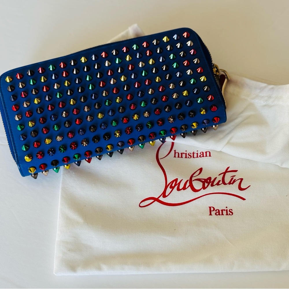 Christian Louboutin Multicolor Studded Blue Wallet